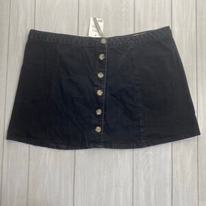 ASOS Women's Black Denim Button Front Mini Jean Skirt Plus Size 20 NEW